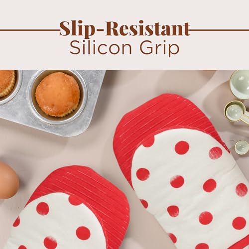 Oven Mitts Polka Dot Red (2 Count)