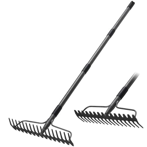 Garden Rake 63 Inch Long Handle with 17 Tongs