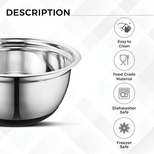 Premium Stainless Steel Mixing Bowls with Lids Non (5 Count)