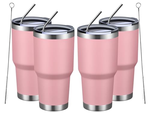 30oz Insulated Tumbler With Lids and Straws (4 Count)