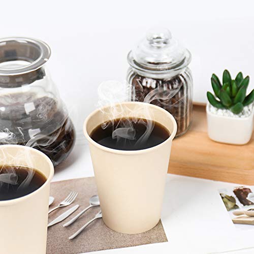 15 oz Disposable Light Brown Paper Coffee Cups Bamboo Fiber 160 Pack (160 Count)