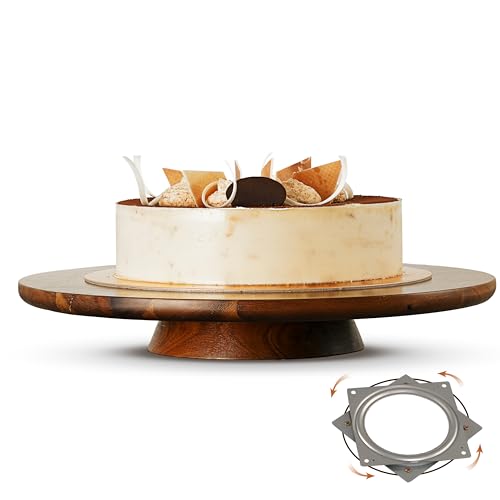 13" Acacia Cake Stand Rotating