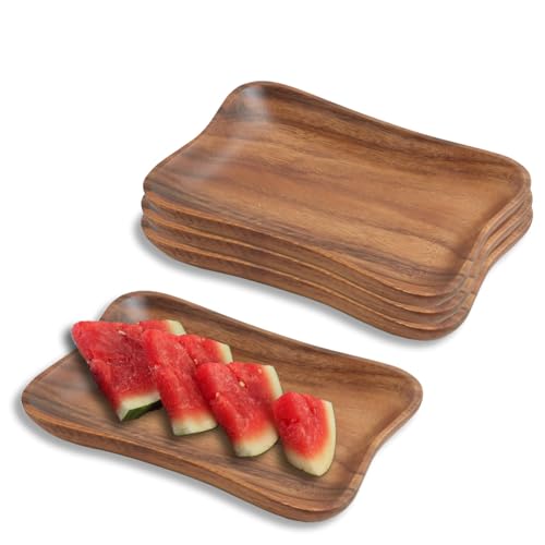 Woodard & Charles Acacia Wood Medium Pinched Trays (4 Count)