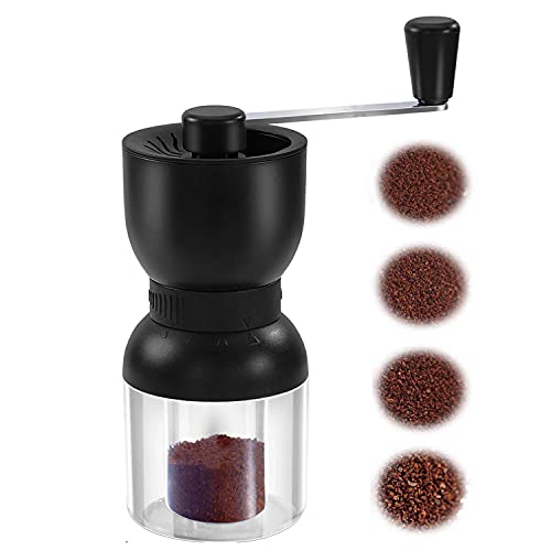 Manual Coffee Grinder Ceramic Burrs Adjustable Coarseness 2 Containers