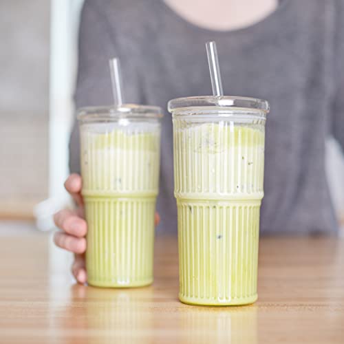 All Glass Iced Coffee Cup with Lid and Straw (2 Count)