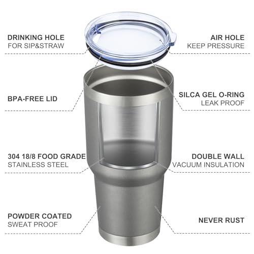 30oz Insulated Tumbler With Lids and Straws (12 Count)