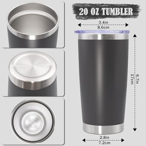 20oz Tumbler Insulated Coffee Tumblers with Lid Stainless Steel Grey 12P (12 Count)