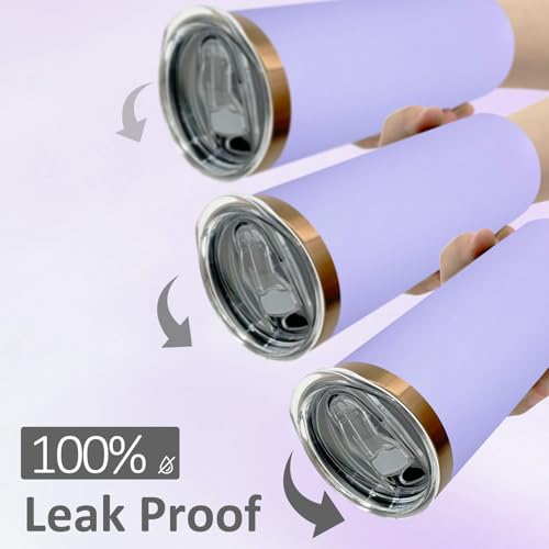 20 oz Skinny Tumblers Bulk with Lids and Straws Lilac (4 Count)