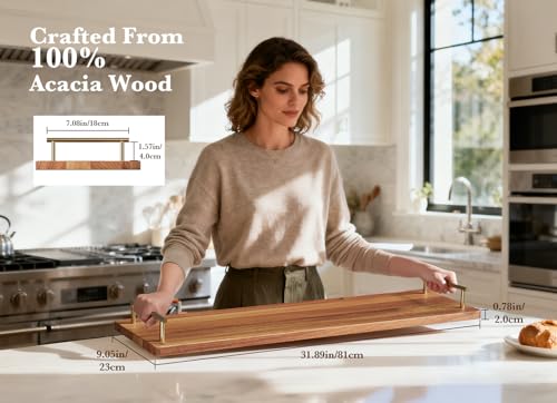 Large Charcuterie Board with Metal Handles