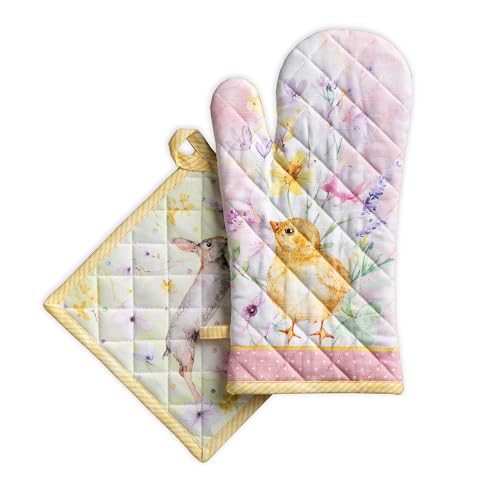 100% Cotton Oven Mitt & Pot Holder Set (2 Count)