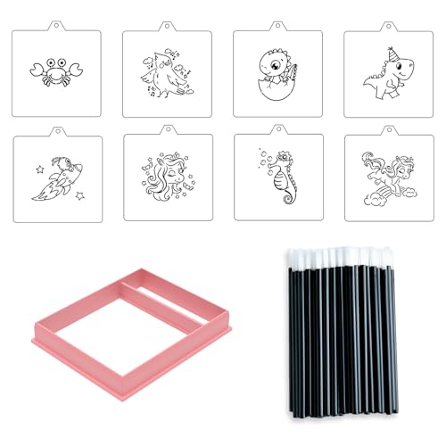 Cookie Cutter and Stencil Bundle Royal Icing Cookies Stencils Paint Your Own Biscuit Bakery Starter Kits Royal Icing Fondant Cutters Birthday Wedding Holiday Cookies Painting Coloring Pages Comb (9 Count)