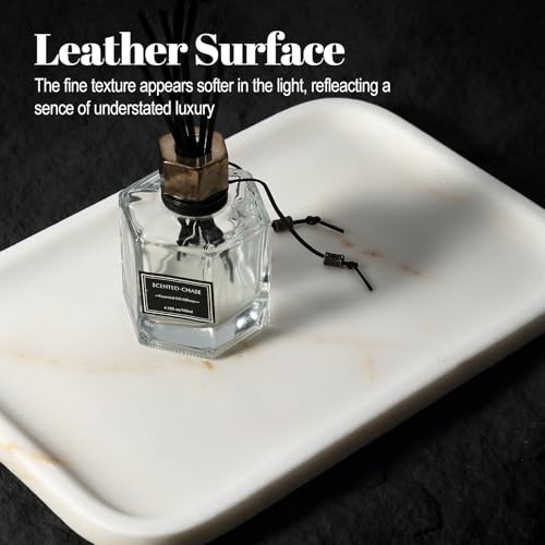 Marble Tray 12"x8" Natural Marble Vanity Tray for Countertop Bathroom Kitchen Dresser