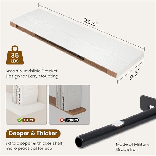9.3Inch Deep Floating Shelves for Wall (2 Count)
