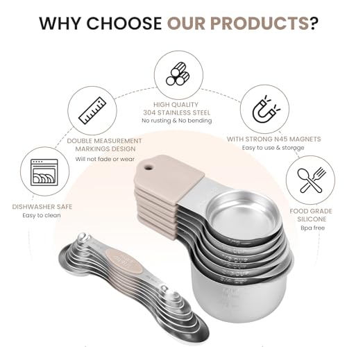 Magnetic Measuring Cups and Spoons Set (16 Count)