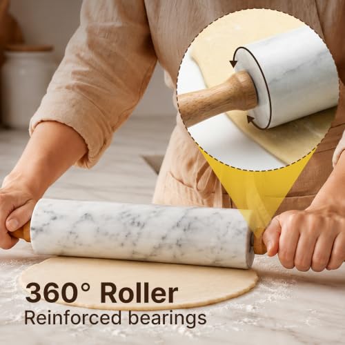 17 Inch Marble Rolling Pin With Stand