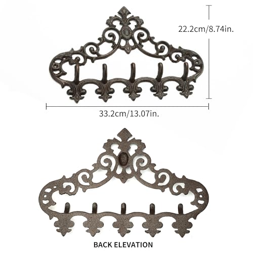 Cast Iron Rustic Coat Hook Hanger with 5 Hooks