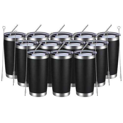 20oz Tumbler 12 Pack Double Wall Vacuum Insulated Travel Mug Bulk (12 Count)