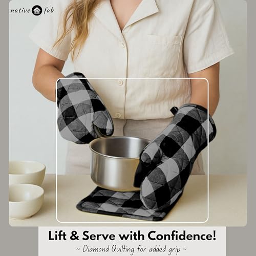 Buffalo Plaid Check Oven Mitts and Pot Holders Set of 4 (4 Count)