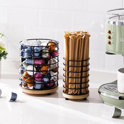 Coffee Pod Holder & Coffee Stirrers Holder Set