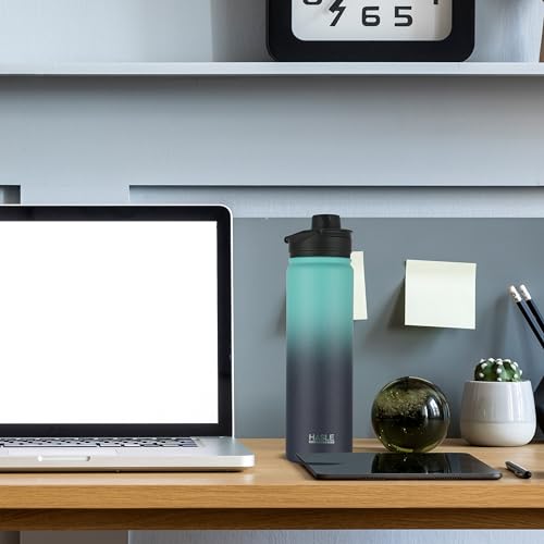 Insulated Water Bottle 22 oz Double Wall Stainless Steel Water Bottle Wide Mouth with Straw Lid & Spout Lid Keeps Cold or Hot