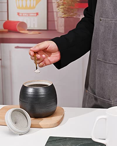 Kitchen Canisters Ceramic Storage Jar with Silicone Airtight Lid Black