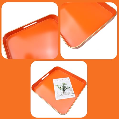 Orange Square Decorative Tray with Handles