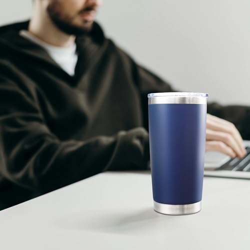 20oz Tumbler with Lid Stainless Steel Tumblers Insulated Mug Navy 12P (12 Count)
