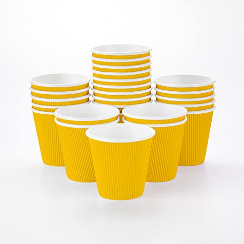 Ripple Wall Coffee Cups 25 Count 8 Ounce Insulated Yellow Paper Cups