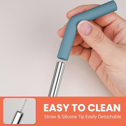 6 Pack Metal Straws with Silicone Tip Fit for Stanley 14 (6 Count)