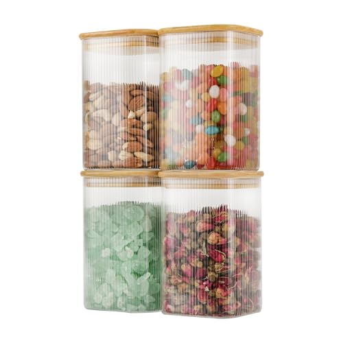 37oz 1.2Qt Square Glass Storage Containers with Lids 4 (4 Count)
