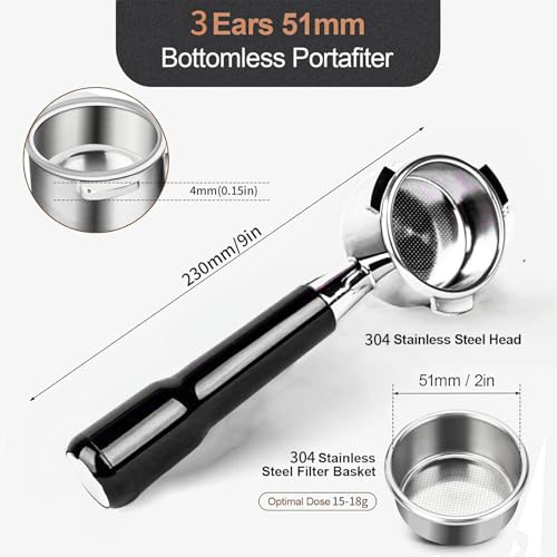 51mm Bottomless Portafilter Compatible for CASABREWS Espresso Machine CM5418