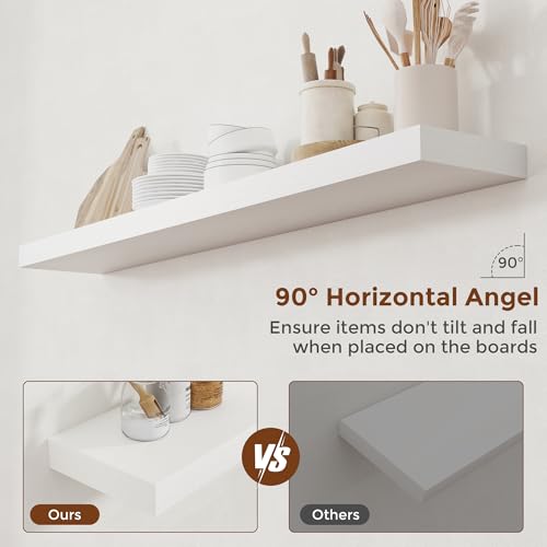55 Inch Floating Shelves for Wall 8 Inch Deep White Shelves Set of 2 (2 Count)