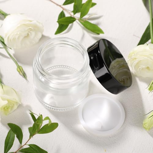 1OZ Glass Cosmetic Jars With Lids 3PCS Small Makeup Containers (3 Count)