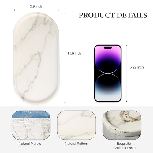 White Marble Tray with Gold Pattern for Bathroom Counter