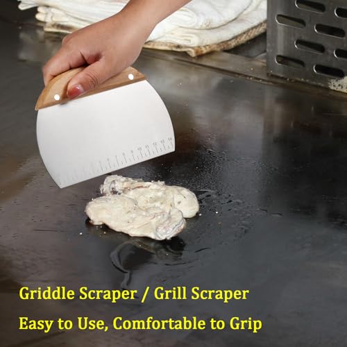 2 Pack 304 Stainless Steel Grill Scrapers with Wood Handle (2 Count)