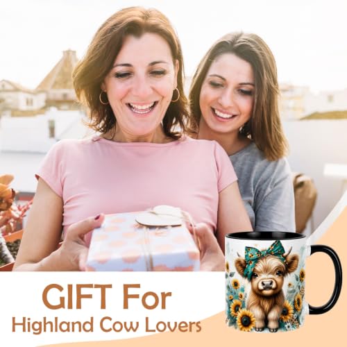 Sunflower Highland Cow Coffee Mug Gift