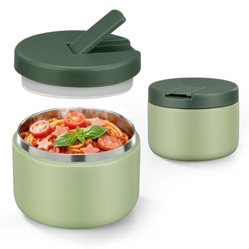 12oz Insulated Vacuum Food Jar with Buckle Lid Wide Mouth Soup Thermo for Hot Food Kids Leakproof Stainless Steel Lunch Container
