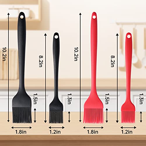 4 Pack Silicone Basting Pastry Brushes with 2 Wood Handle Culinary Oil Brushes