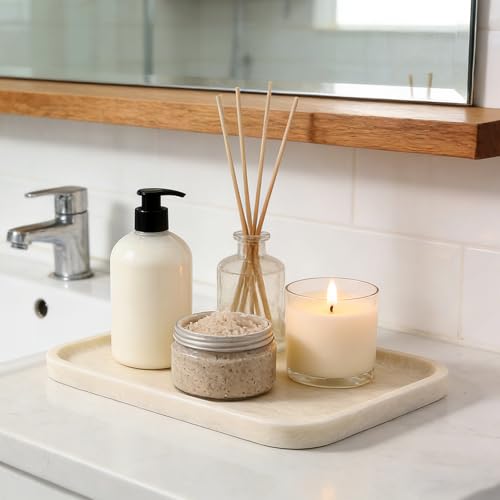 Marble Tray 12"x8" Marble Vanity Tray for Countertop Bathroom Kitchen Dresser