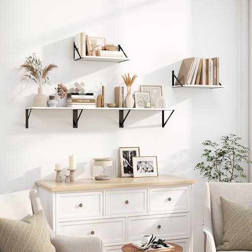 White Deep Floating Shelves for Wall (2 Count)