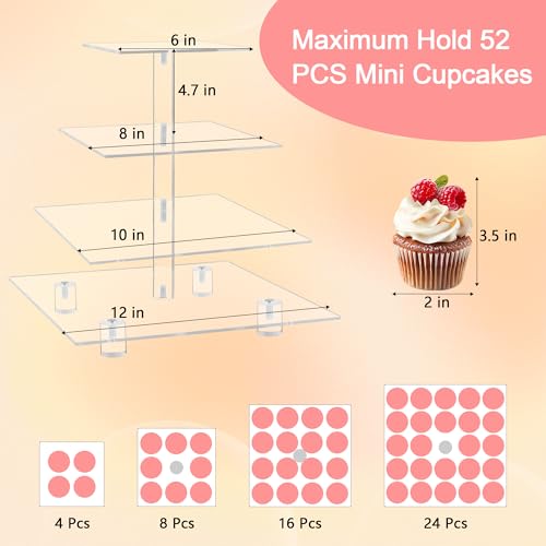 4 Tier Acrylic Cupcake Stand with Base