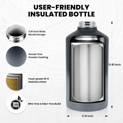 One Gallon Water Bottle Insulated 128 oz
