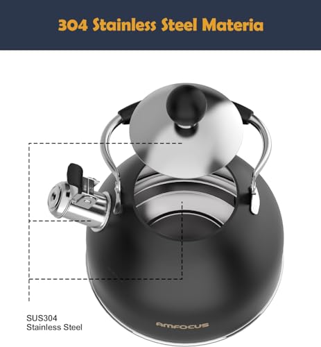 Tea Kettle 2 Quart Stainless Steel Whistling Tea Kettle