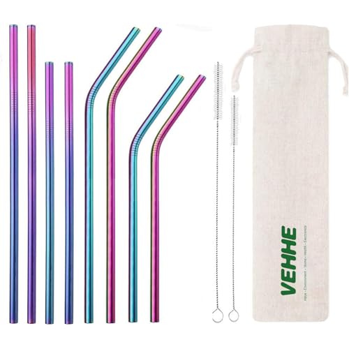 Rainbow Stainless Steel Straws (8 Count)