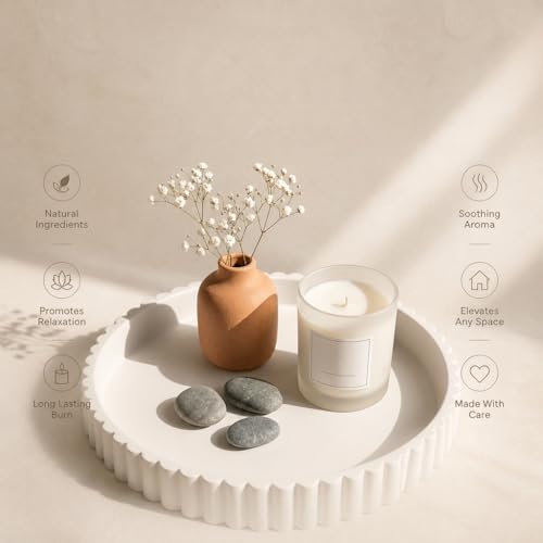 11 Inch Concrete Round Tray Home Decor for Coffee Table Decor