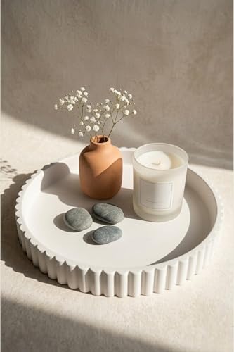 11 Inch Concrete Round Tray Home Decor for Coffee Table Decor