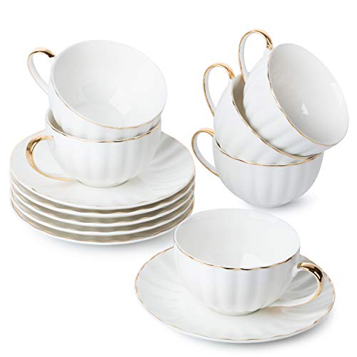 BTaT Cappuccino Cups with Saucers 7 oz (6 Count)