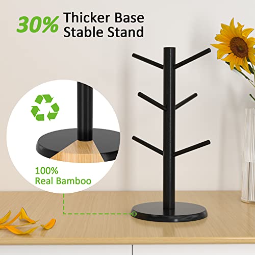 Bamboo Coffee Mug Tree with 6 Hooks