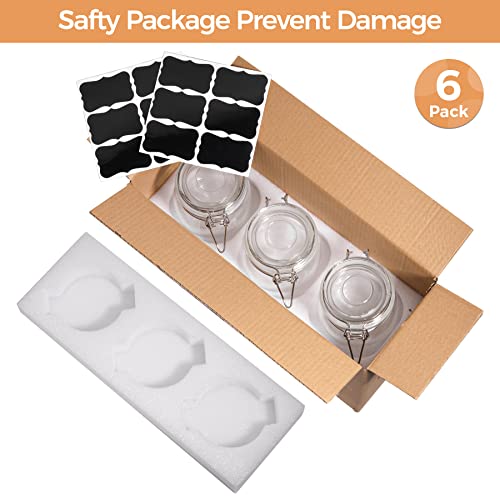 Round Small Glass Pantry Jars with Airtight Lids 17 oz 6 Pack (6 Count)