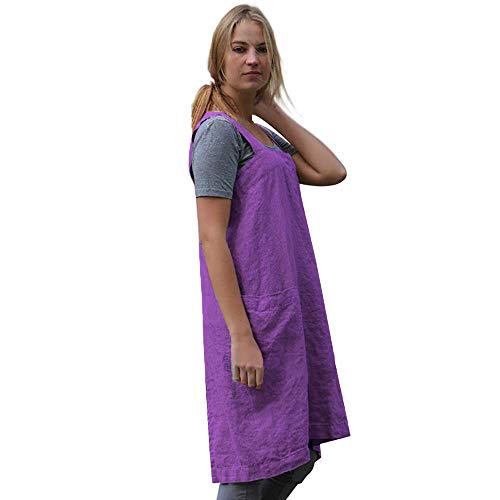 Women's Pinafore Square Apron Baking Cooking Gardening Works Cross Back Cotton